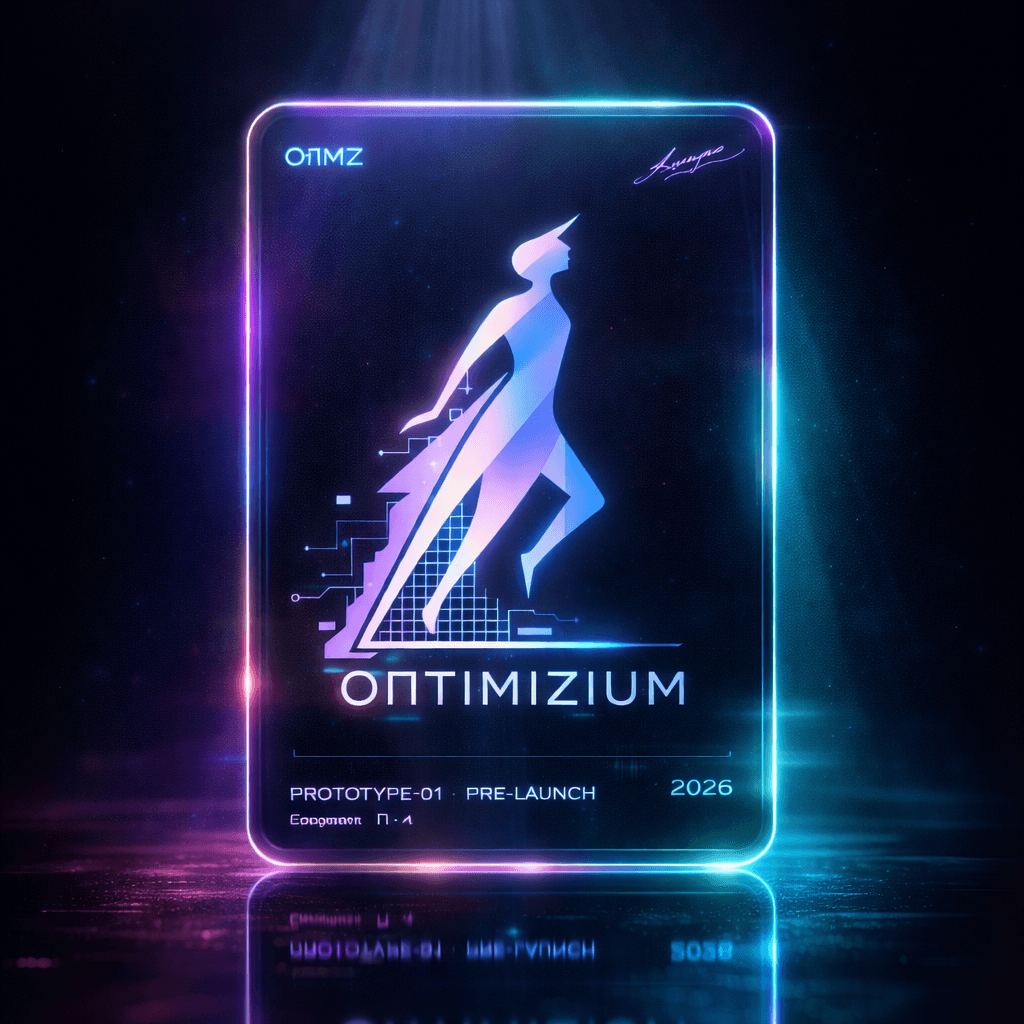 Original full-color Optimizium card with a luminous figure ascending against a dark background